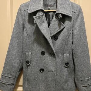 Woman’s Wool Blend Double Breasted Coat, Gray, Size Medium